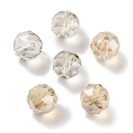 Electroplate Round Glass Beads ,Pearl Luster Plated, Faceted