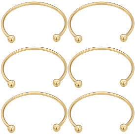 6шт. стойка покрытие латунь манжета браслет изготовление, со съемным мячом, реальный 18 k позолоченный, долговечный, без кадмия и без свинца