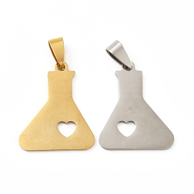 201 Stainless Steel Pendants, Flask with Heart