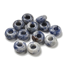 Perles de jaspe tache bleue naturelle, rondelle