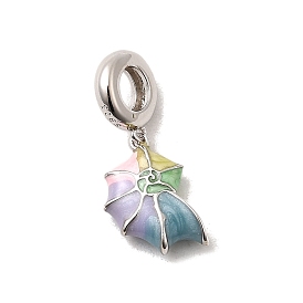 925 европейские подвески из стерлингового серебра, с эмалью, раковина, Подвески с большими отверстиями