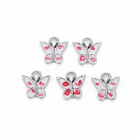 Platinum Alloy Charms, with Enamel, Cadmium Free & Lead Free, Butterfly
