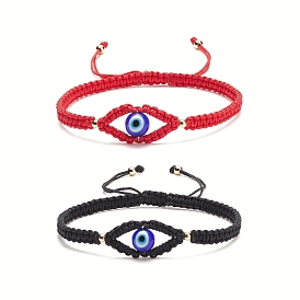 Pulsera de cuentas trenzadas mal de ojo, pulsera ajustable para mujer