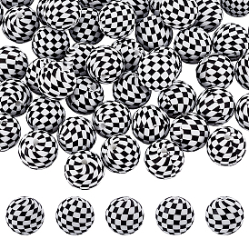 60шт. непрозрачные силиконовые бусины, круглый с тартаном