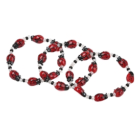 Лэмпворк coccinella septempunctata и эластичный браслет из стеклянных бусин, милые женские украшения с насекомыми