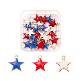 30 piezas 3 colores dijes de latón, lentejuelas esmaltadas, estrella, de 4 julio día de la independencia americana
