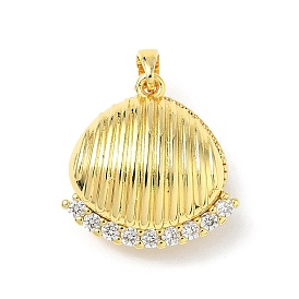 Латунные микро проложить кубического циркония подвески, с пластмассовой жемчужиной abs, подвески в форме ракушек, без свинца и без кадмия, долговечный, стойки покрытие