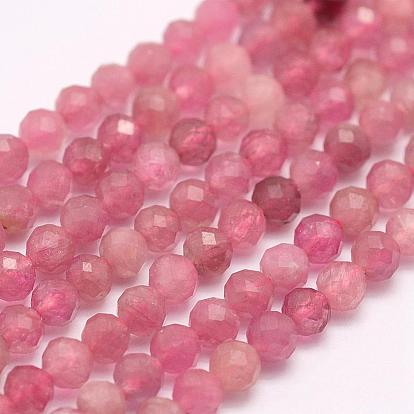 Natural Tourmaline Beads Strands, Grade A, Faceted, Round
