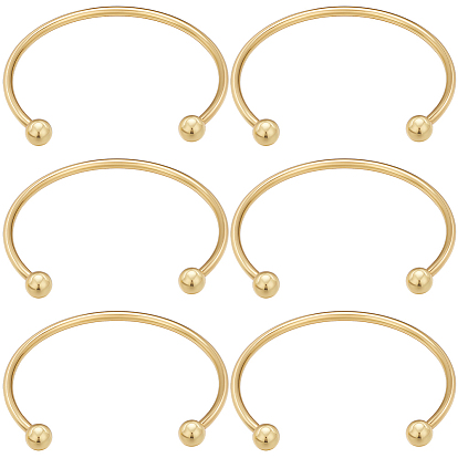 6шт. стойка покрытие латунь манжета браслет изготовление, со съемным мячом, реальный 18 k позолоченный, долговечный, без кадмия и без свинца