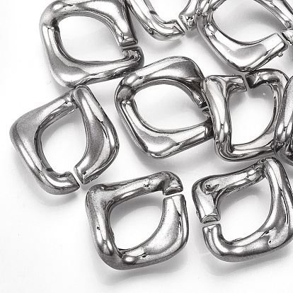 UV Plating ABS Plastic Linking Rings, Quick Link Connectors, For Curb Chains Making, Unwelded, Twist