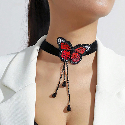 Готический сплав горный хрусталь черный кружевной чокер ожерелья для женщин