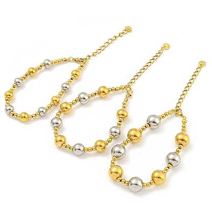 304 женские браслеты из нержавеющей стали и 201 из нержавеющей стали с круглыми бусинами