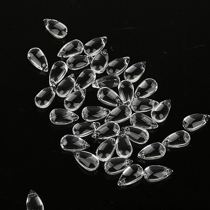 5pcs perles de verre tchèques transparentes, top foré, larme