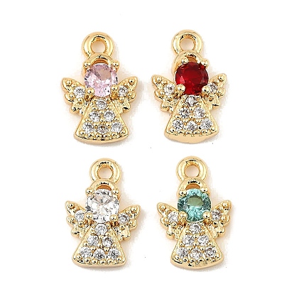 Латунные микро проложить кубического циркония прелести, ангел, реальный 18 k позолоченный