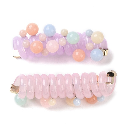 Imitation Jelly Plastic & Alloy Spiral Hair Tie for Women & Girl, Elastic Hair Rope Ponytail Holder Braid Accessories