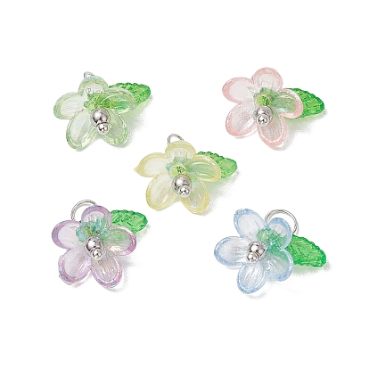 Подвески из пластика и акрила, с латунной фурнитурой , цветок