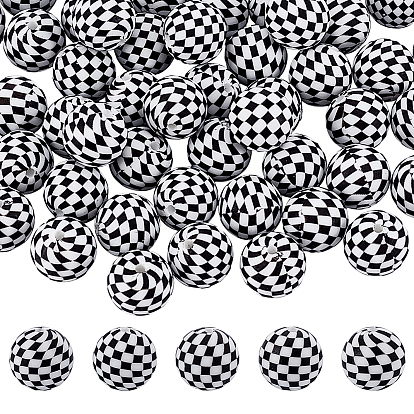 60шт. непрозрачные силиконовые бусины, круглый с тартаном