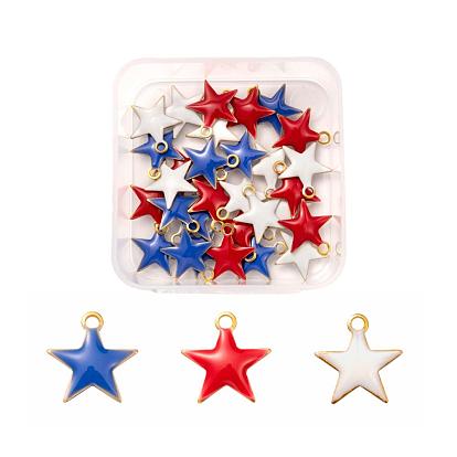 30Pcs 3 Colors Brass Charms, Enamelled Sequins, Star, of 4 July American Independence Day