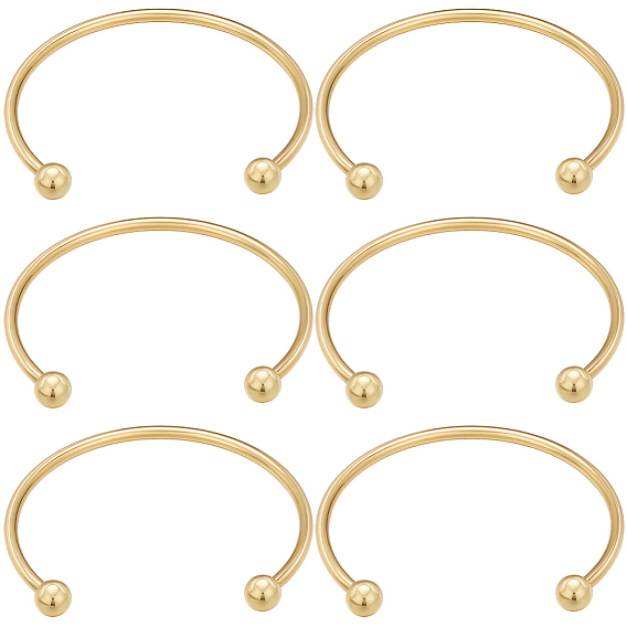 6шт. стойка покрытие латунь манжета браслет изготовление, со съемным мячом, реальный 18 k позолоченный, долговечный, без кадмия и без свинца