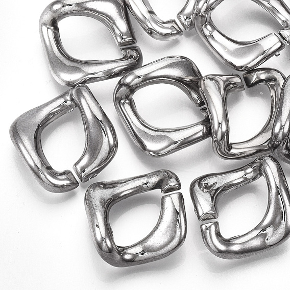 UV Plating ABS Plastic Linking Rings, Quick Link Connectors, For Curb Chains Making, Unwelded, Twist