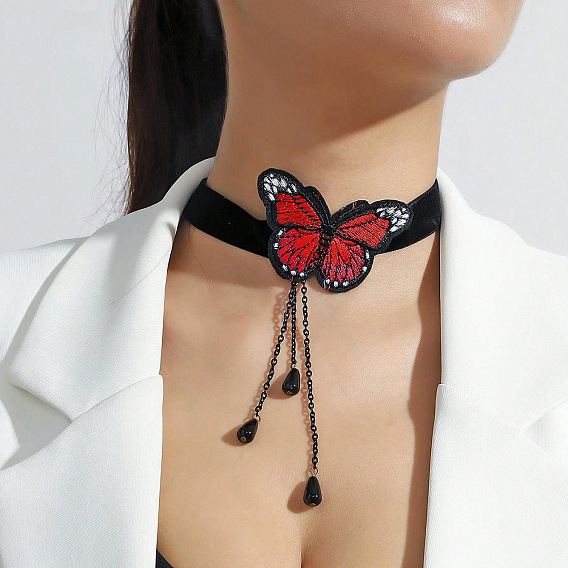 Готический сплав горный хрусталь черный кружевной чокер ожерелья для женщин