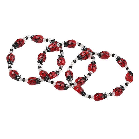 Лэмпворк coccinella septempunctata и эластичный браслет из стеклянных бусин, милые женские украшения с насекомыми