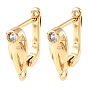 SHEGRACE Brass Micro Pave Cubic Zirconia Hoop Earring Findings, Leaf, with Loop, Cadmium Free & Lead Free & Nickel Free