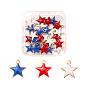 30Pcs 3 Colors Brass Charms, Enamelled Sequins, Star, of 4 July American Independence Day