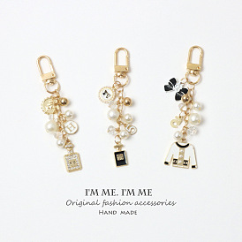 Pendentif porte-clés en perles de cristal, doux et charmant, pour sacs et clés