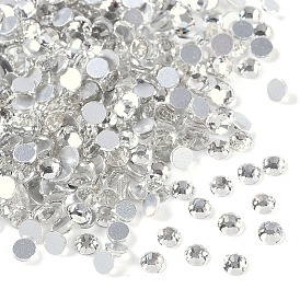 Glass Flat Back Rhinestone, Grade A, Back Plated, Faceted, Half Round