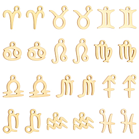 24Pcs 2 Sets Ion Plating(IP) 304 Stainless Steel Charms, Twelve Constellation
