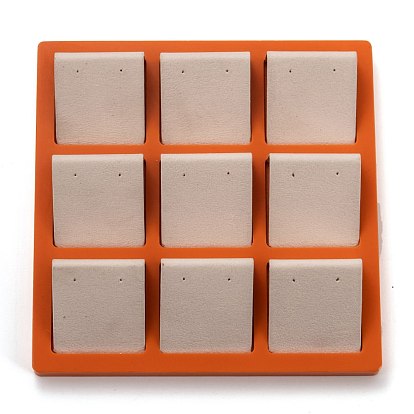 Resin Artificial Marble Finger Earring Display Tray, with 9 Grids PU Leather Holder, Jewelry Storage Box, Rectangle