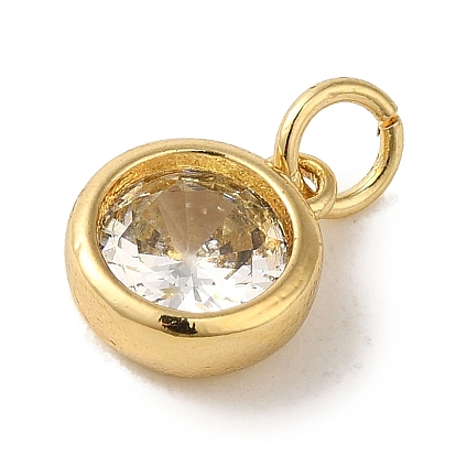 Brass with Single Clear Cubic Zirconia Pendants, Round