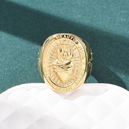 304 палец кольца из нержавеющей стали, овальное и священное сердце, ионное покрытие (ip)