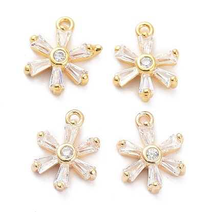 Messing Micro Pave klar Cubic Zirkonia Charms Anhänger, langlebig überzogen, Blume