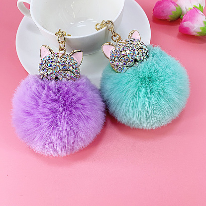 Сверкающий брелок-мишка с искусственным мехом для женских сумок и автомобилей