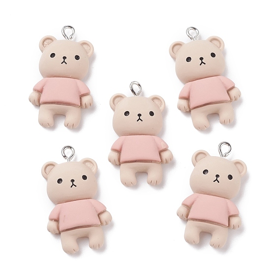 Непрозрачные подвески смолы, с платиновыми тоновыми железными петлями, медведь