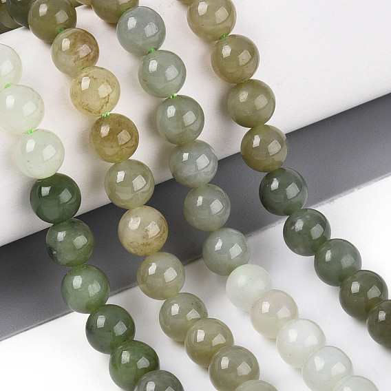 Нити натуральных нефритовых бусин гетянь, круглые