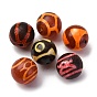 Тибетского стиля бусы дзи, природных бисера агат, круглые, окрашенная и подогревом