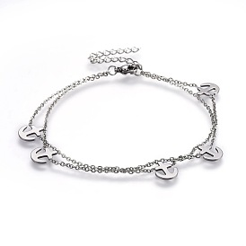 304 Stainless Steel Multi-strand Bracelets, with Lobster Claw Clasps and Cable Chains, Anchor