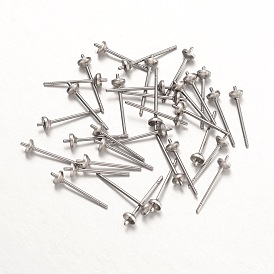 316 серьги-гвоздики из хирургической нержавеющей стали, за половину пробурено бисера