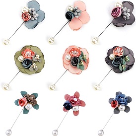 Chic Pearl Brooch with Fabric Flower for Fashionable Outfits