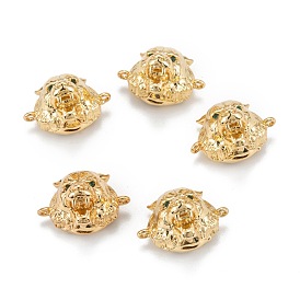 Brass Micro Pave Green Cubic Zirconia Hollow Links Connectors, Long-Lasting Plated, Tiger