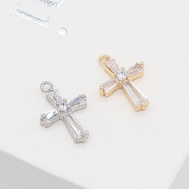 Zhongxing zircon cross pendant copper-plated 14k real gold color-preserving necklace pendant diy jewelry accessories
