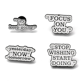 Inspirational Phrase Enamel Pins, Alloy Lapel Pin Backs for Backpack Clothes