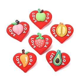 PVC-Kunststoff-Anhänger, Herz mit Früchten und dem Wort "Ich liebe dich" Charms