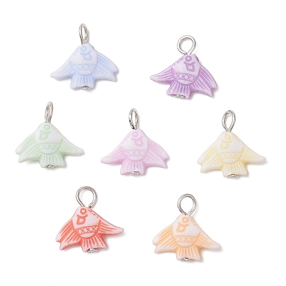 Подвески в форме рыб из акрила в стиле ремесла, с железными штифтами с плоской головкой