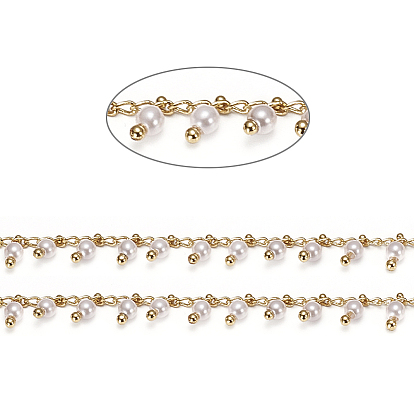 Латунные бисерные цепочки ручной работы, со стеклом и шпулей, пайки, долговечный, круглые