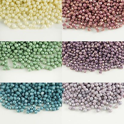 Czech Fire Polished Glass Beads, Faceted, Drum