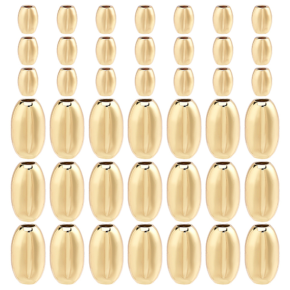 120Pcs 2 Styles Rack Plating Brass Beads, Barrel, Cadmium Free & Lead Free, Long-Lasting Plated